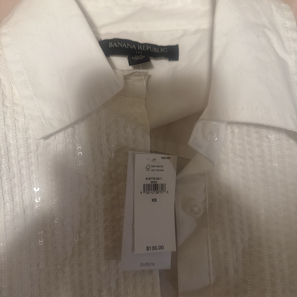 Banana Republic Ivory Sequin Shirt